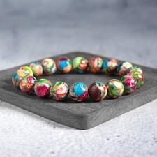 Natural Green Sea Sediment 10mm Beaded Crystal Healing Energy Chakra Bracelet