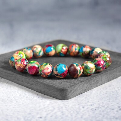 Natural Green Sea Sediment 10mm Beaded Crystal Healing Energy Chakra Bracelet