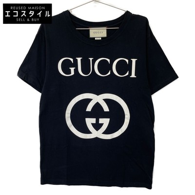 GUCCI Black Interlocking G Logo T-Shirt XS with Minor Wear 
