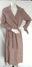 Closet London Check Belted Trench Coat With Side Splits & Bow Cuffs Uk 8 New!