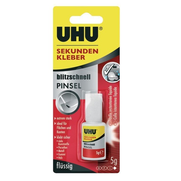Uhu® 45545 Sekundenkleber Blitzschnell Mit Pinsel - Flasche Mit 5 G, Infokarte-image