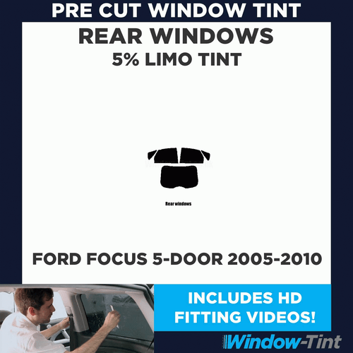 Pre Cut Window Tint for Ford Focus 5-door Hatchback 2005-10 5% Limo Black Rear - Picture 2 of 10
