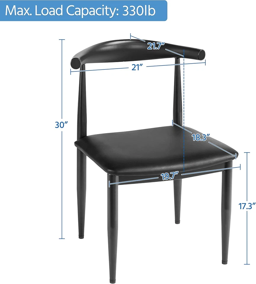 Sillas de comedor Mid Century sin brazos con respaldo sillas de cocina modernas patas de metal Foto 3 de 4