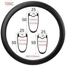 Cerchi bici da strada in carbonio 700C larghezza 25 mm profondità 50 mm UD tubeless/clincher/hookless