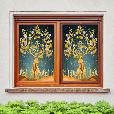 3D Goldenes Kitz C427 Fenster Film Drucken Aufkleber Haftendes Buntglas UV Zoe