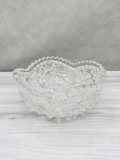 American Crystal Bowl Vintage Cut Glass USA Sawtooth USA Serving Punch Dish