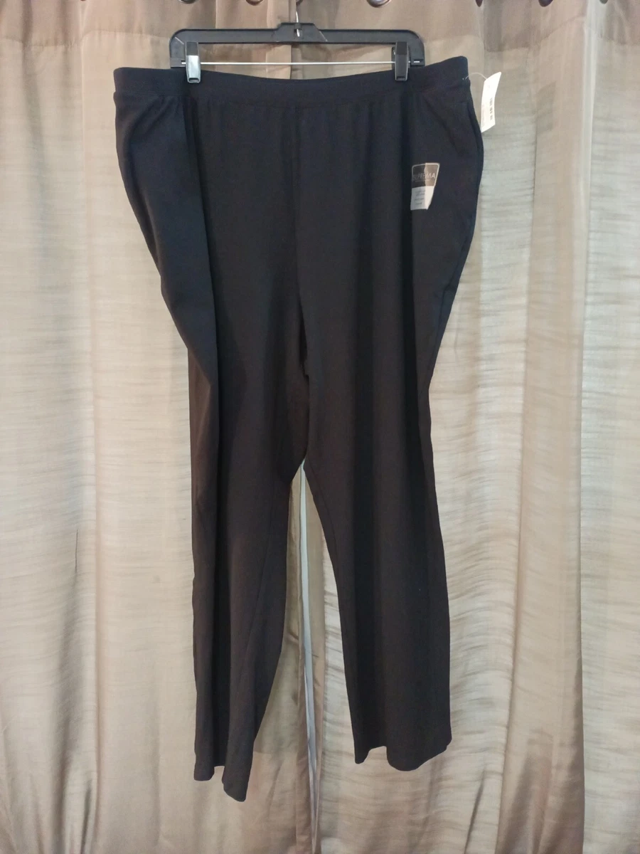 Nwt Women's Suprema Black Stretchy Relaxed Fit Leggings With Pockets Size  2XL