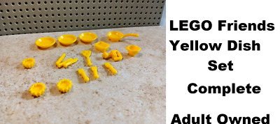 LEGO Friends Yellow Dishes Complete Set 17 pieces Kitchen Accessories Mixer Bowl