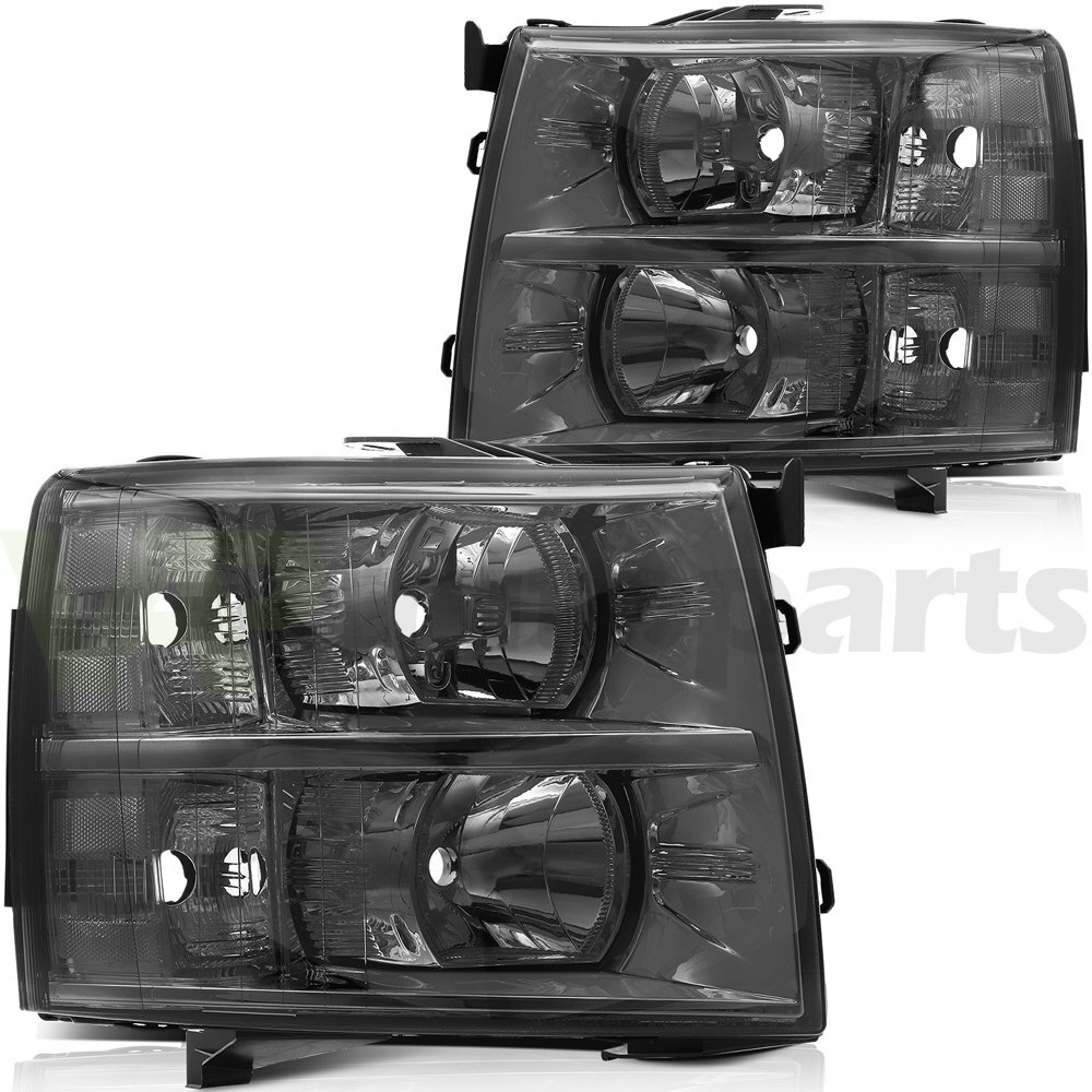 For 07-13 Chevy Silverado Headlights Assembly Passenger Driver Headlamps Pair