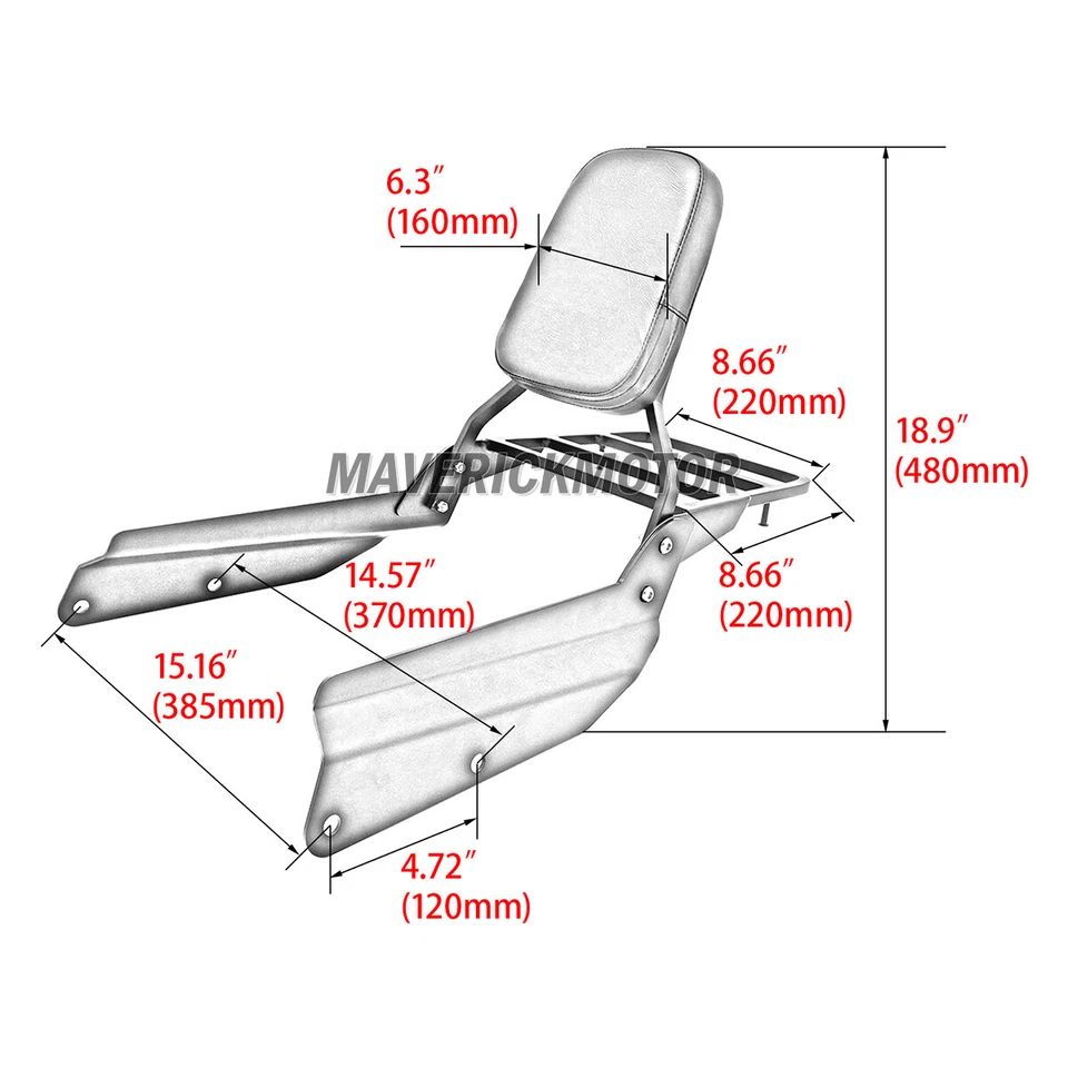 Respaldo trasero barra Sissy con almohadilla portaequipajes Honda VTX 1300 1800 N R S T 02-09 Foto 4 de 4