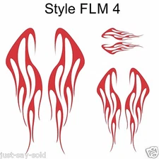 Flame Vinyl Decals Set of 6 - 3 Sizes - 18" 12" 6"- Select Color - Set FLM4