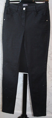 NEW/NWT BASLER Sparkly Black Jeans *Julienne Stretch-Cotton UK10/S/D36 Trousers