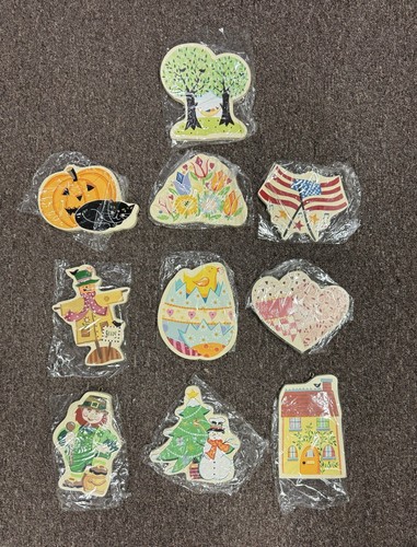 Ten Folk Art Wood Hanging Calendar Month Signs Calendar Ornament Holiday Event