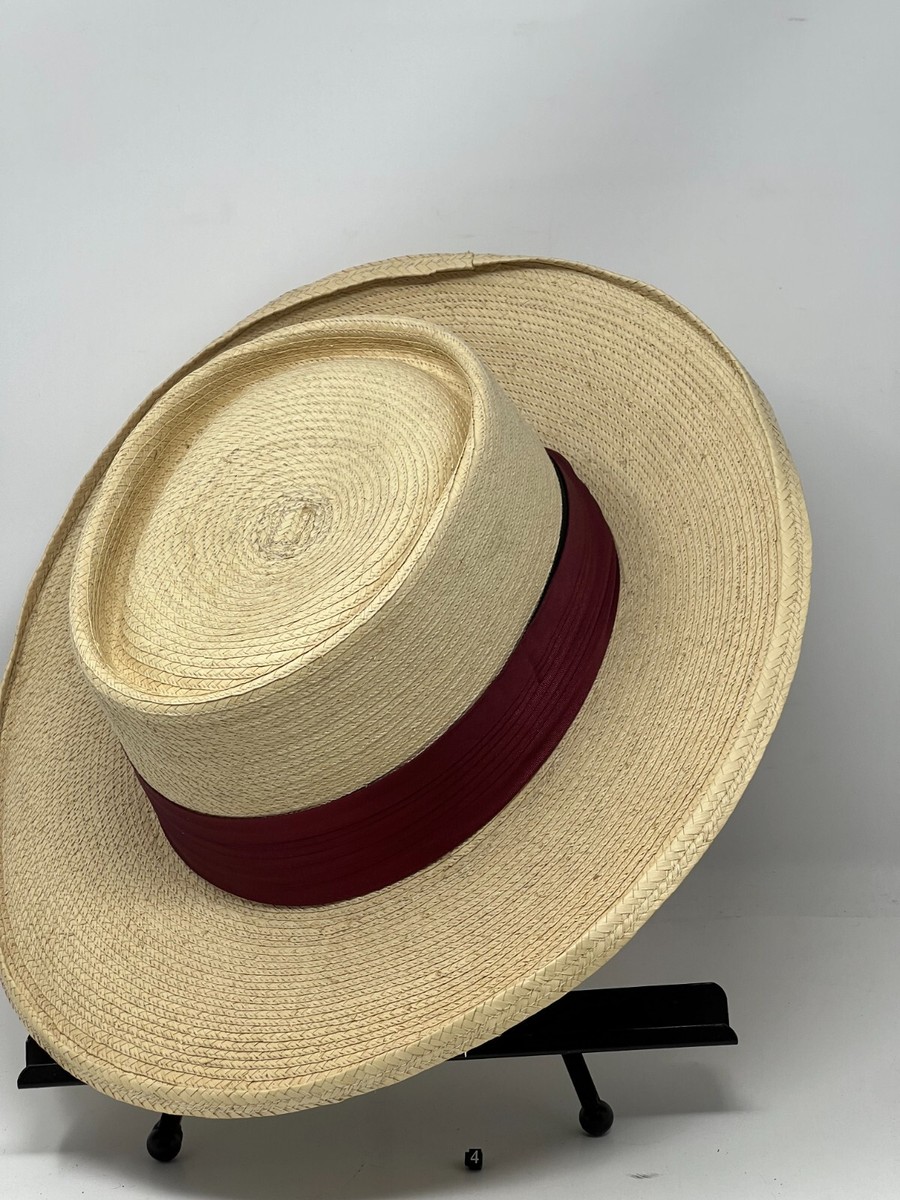 Authentic Mayan Palm Leaf Hat Handwoven Guatemala Maya-Quiché Indians Size 6 Vintage Hand Made Palm Leaf Hat by the Maya-quiche Indians  main image 2