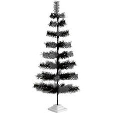 Silver and Black Mixed Tinsel Christmas Tree Stand Included, Centerpiece Display