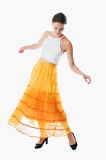 Summer Elastic Waist orange maxi Skirt Cotton color Casual Loose A-line Pleated