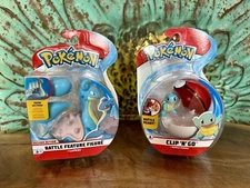 Pokémon Set of 2- Clip N’ Go Squirtle + Pokeball & Battle Feature Figure Lapras!