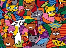 Seg De Paris Needlepoint canvas for halfstitch without yarn Canvas Color Cats...