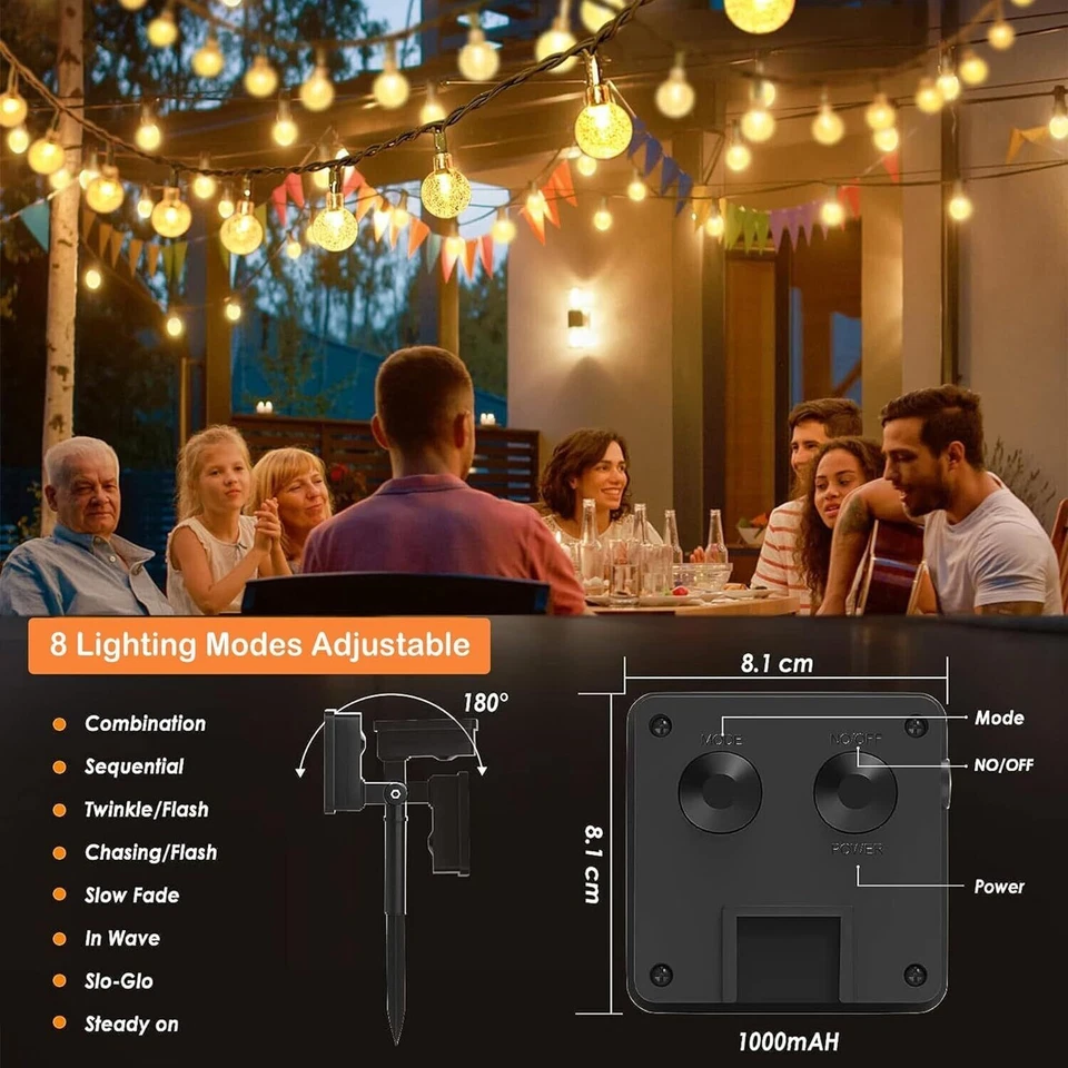 Bola de burbujas de 1,7 cm luces solares LED cadena de luces decoraciones jardín de Navidad Foto 4 de 4