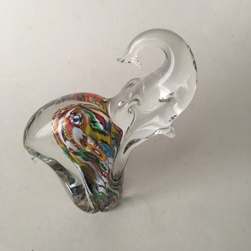 Statuina Elefante in Vetro di Murano Millefiori Italiana Fratelli Toso Polvere Oro 24Kt - Foto 17 di 19