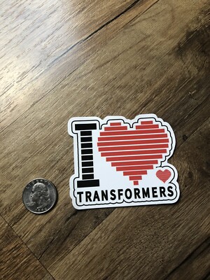 I Love Transformers Heart Decal Vinyl Sticker Water Bottle Laptop Waterproof