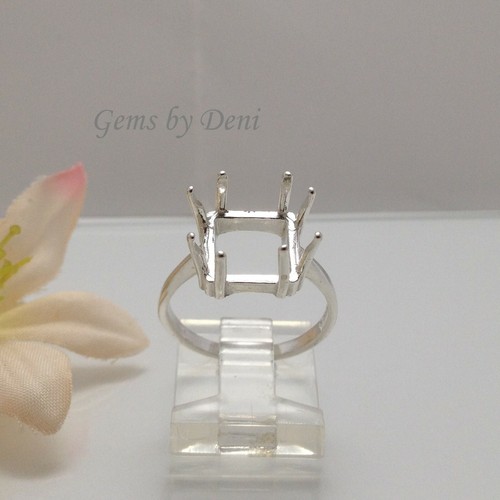 (5x5-12x12mm) Square 8-Prong Sterling Silver Pre-Notched Ring Setting Size 7 - Picture 7 of 8