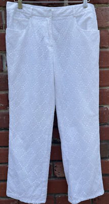 Talbots Coll Womens Sz 12 Straight Leg Eyelet Pants Jeans Lined