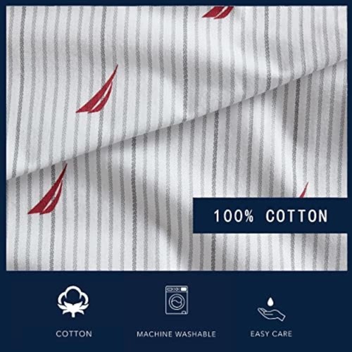 King Size Cotton Percale Sheet Set in Audley Stripe Red - 4 Piece Luxury Bedding - Picture 9 of 11