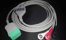 One-Piece GE Marquette 3 Lead ECG Cable AHA Snap Compatible Dash 3000/4000