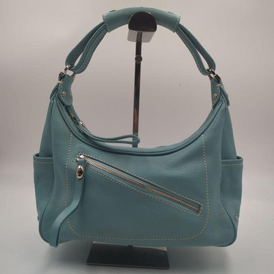 Tods Miky Gommini Blue Leather One Shoulder Bag Tote 10.6 x 5.5 x 3.9 inch Purse
