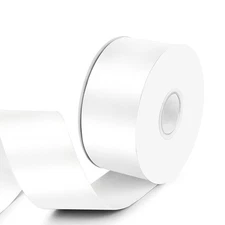 White Double Faced Satin Ribbon, 1-1/2 x 25 Yards, Silk, Gift Wrap, Crafts