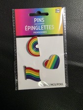Pride Month Rainbow Enamel Lapel Pin Lot 3 Gay LGBT Flag Heart Rainbow