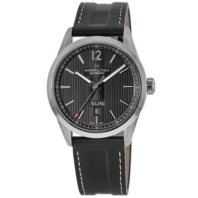 New Hamilton Broadway Day Date Auto Black Dial Leather Men's Watch H43515735