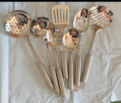Edelstahl 7 Stck. Silber Kochen Küchenutensilien. Stabil stark rundum. Neu