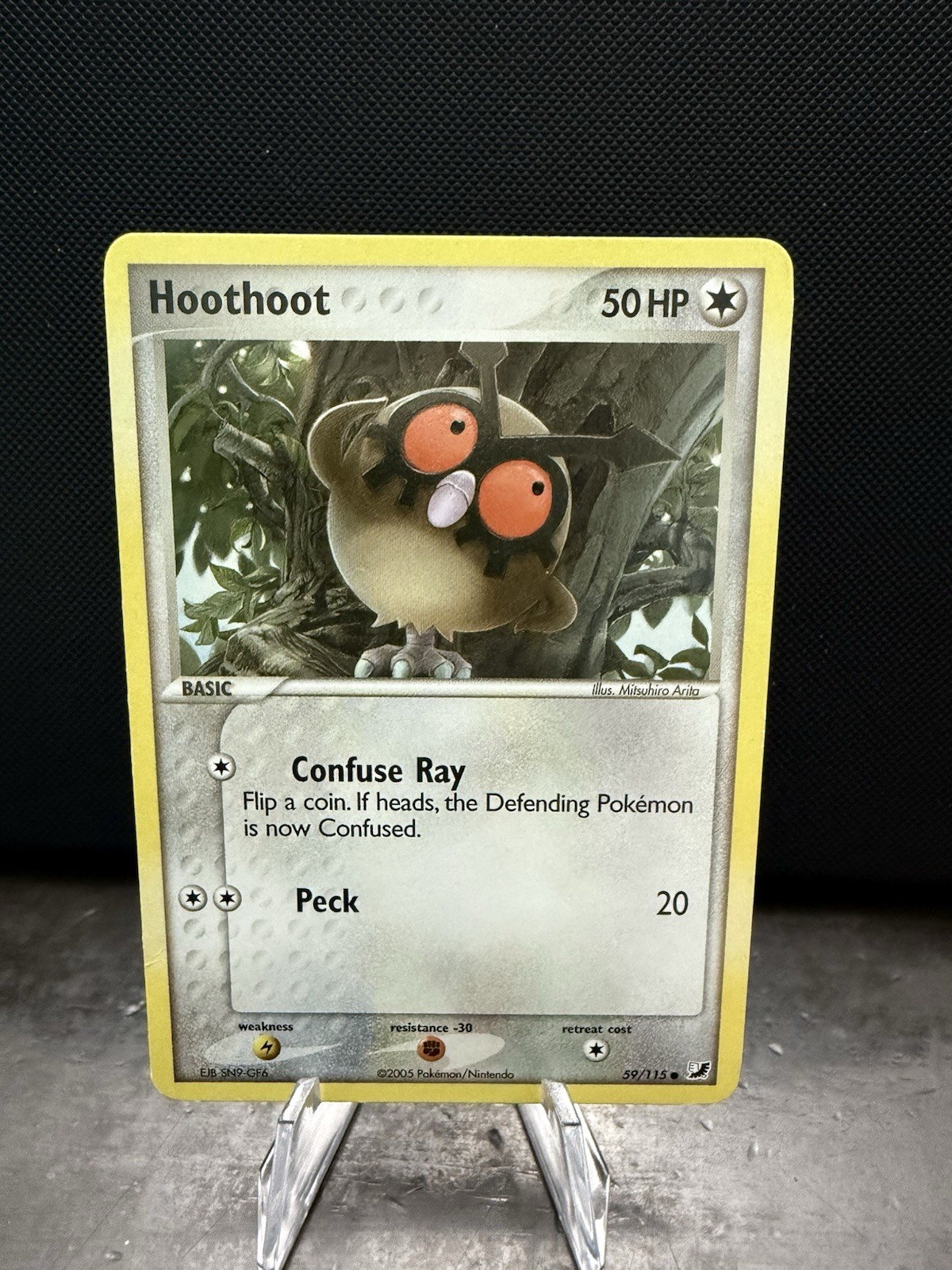 Pokemon Hoothoot 59/115 EX Unseen Forces 2005 Vintage LP Common Card