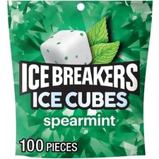 ICE BREAKERS Ice Cubes Spearmint Sugar Free Chewing Gum Pouch 8.11oz 100piece