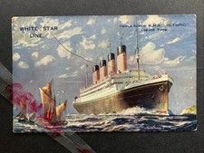 Shipping R.M.S. Olympic White Star Line Coloured Postcard Unused