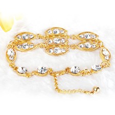 Noble Burnished Gold Bling Rhinestone Bracelet tone stretch row bracelets women