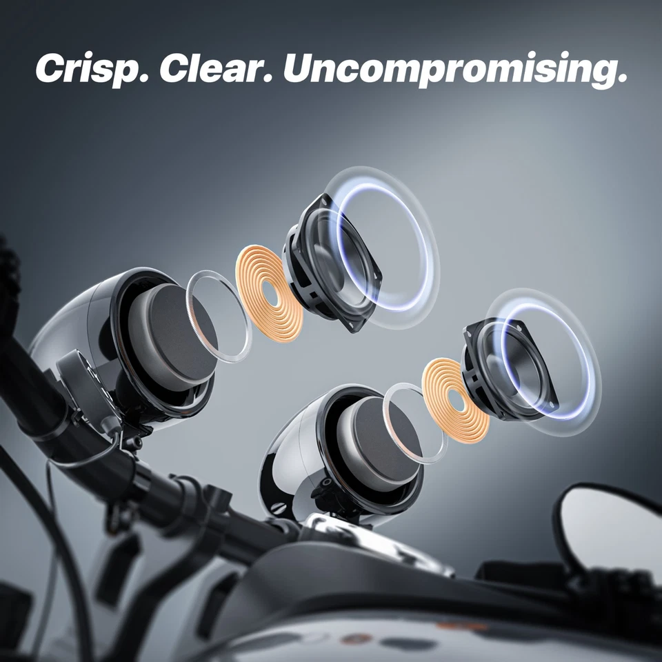 100W Amp Waterproof Bluetooth Motorcycle ATV Stereo Speakers System Audio Radio - Image 2 of 4