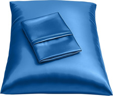Royal Blue Satin Pillowcase with Zipper, for Hair and Skin Care, Feels Soft and