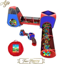 Indoor & Outdoor 4pc Play Tent with Tunnels for Toddlers - Easy Storage