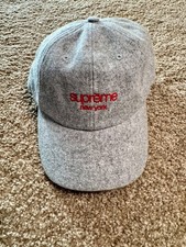 Supreme Wool 6-Panel Adjustable Cap Gray — Made in USA — Red Logo — Authentic St