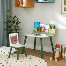 Set Tavolo E 2 Sedie Per Bambini Relaxdays, In Legno E MDF, 43.5x59x60 Cm, Marrone Bianco