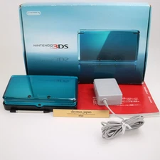 【Excellent】Nintendo 3DS Aqua Blue Console Box Charger Manual Japanese Edition #D