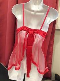 Rare Victoria Secret Sexy Little Things Red Satin Mesh Bell Babydoll Size 34C