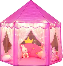 Princess Castle Play Tent for Girls Large Kids Play Tents Hexagon Playhouse with