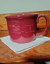 LONGABERGER Vintage Woven Traditions 1980's Burgundy Soup Mug, "Made in the USA"