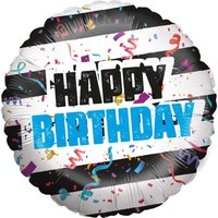 Folienballon Happy Birthday Motiv 2 Schwarz-Weiß 45 Cm Ballons