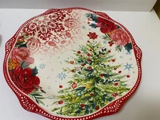 Pioneer Woman Cheerful Rose Medallion Christmas   (4)  Dinner Plates
