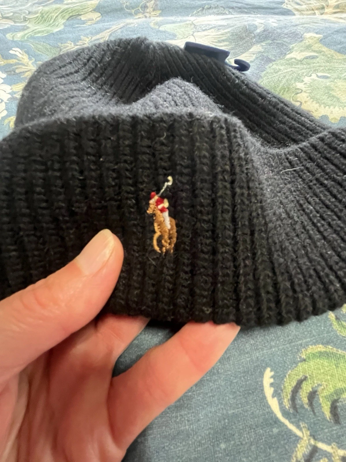 Classic Polo Ralph Lauren Men’s Beanie Hat Black Wool Blend Pony Preppy NWT